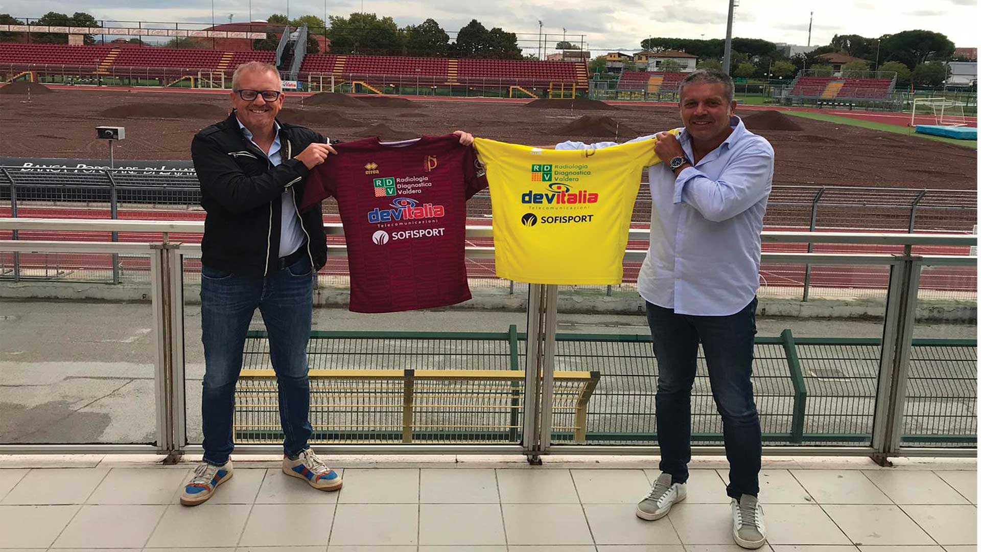 Sponsorship of the Pontedera football team, Italy.